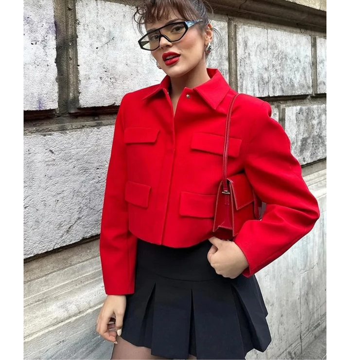W&W Mode | Bomberjack Damen Kurzjacke mit Vier Fronttaschen und Minimalistischem Design