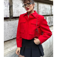 WW | Bomberjack Damen Kurzjacke mit Vier Fronttaschen und Minimalistischem Design