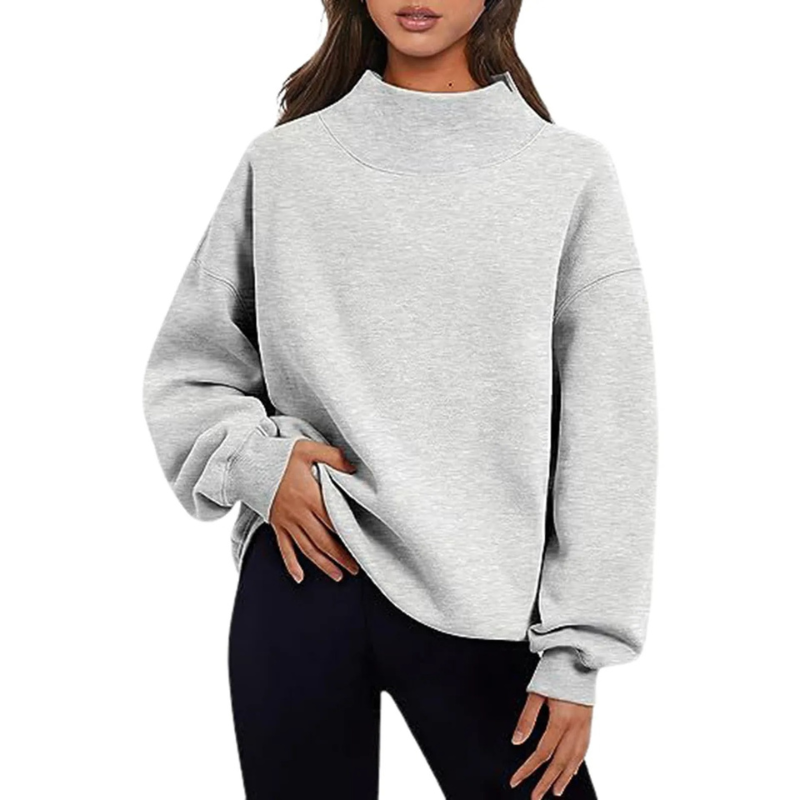 WW | Übergröße Hoher Kragen Damen Pullover Bequemer Lässig Stil