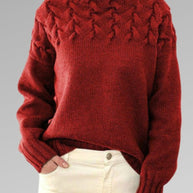 WW - Damen hochkragen Kabelstrickpullover