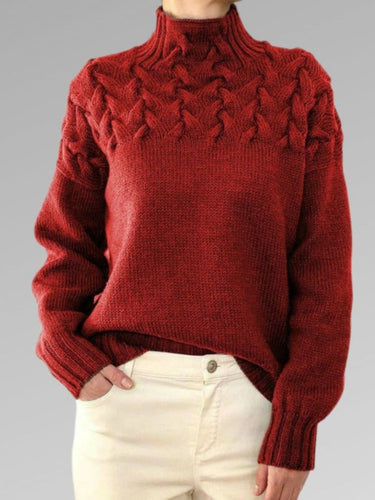 WW - Damen hochkragen Kabelstrickpullover