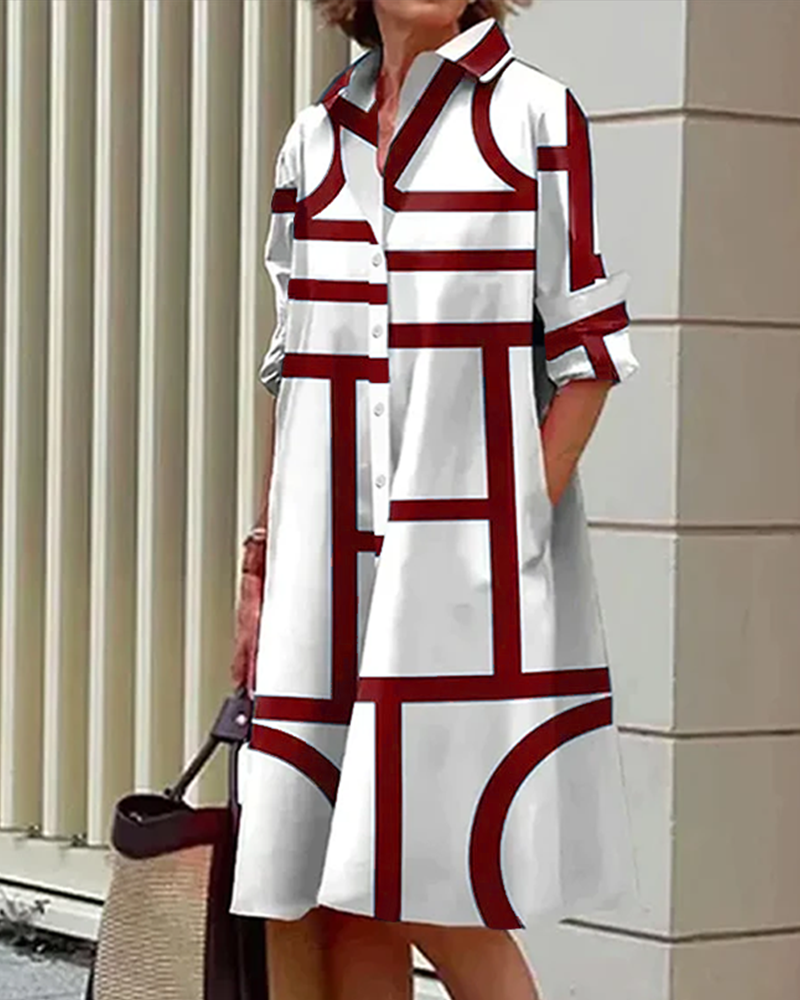 WW | Kleid mit Taschen und Geometrischem Aufdruck