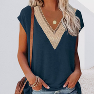 WW | T-Shirt mit V-Ausschnitt und Spitze