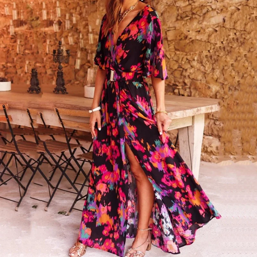 WW | Stilvolles Wickel-Maxikleid für Jeden Anlass