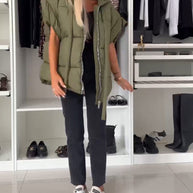 WW | Jacken mit Kapuze Einfarbig Reißverschluss und Kurzen Ärmeln