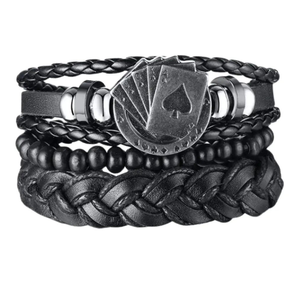 WW | Geflochtene Leder Wickelarmband Für Herren