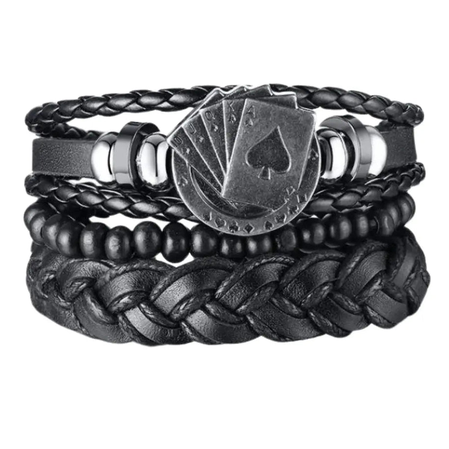 WW | Geflochtene Leder Wickelarmband Für Herren