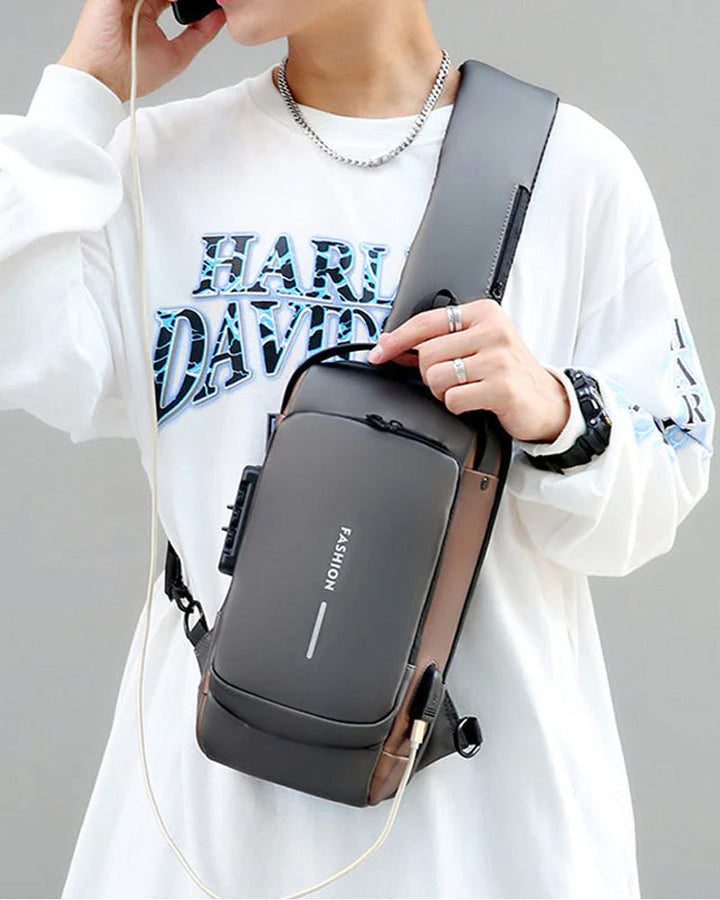 Unisex-Brusttasche mit Zahlenschloss und gepolstertem Tragesystem