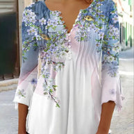 WW | Blumen gestickte Bluse mit Ärmeln für Frauen