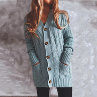 WW | Wollstrickjacke Damen Mit Zopfmuster Und Holzknöpfen, Lockere