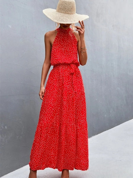 WW | Jumpsuit mit Halsband und Volant Polka-Druck, Bestseller