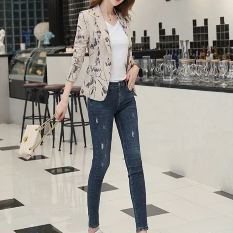 WW | Damen Blazer mit Blumenmuster Perfekt für Frühling und Sommer