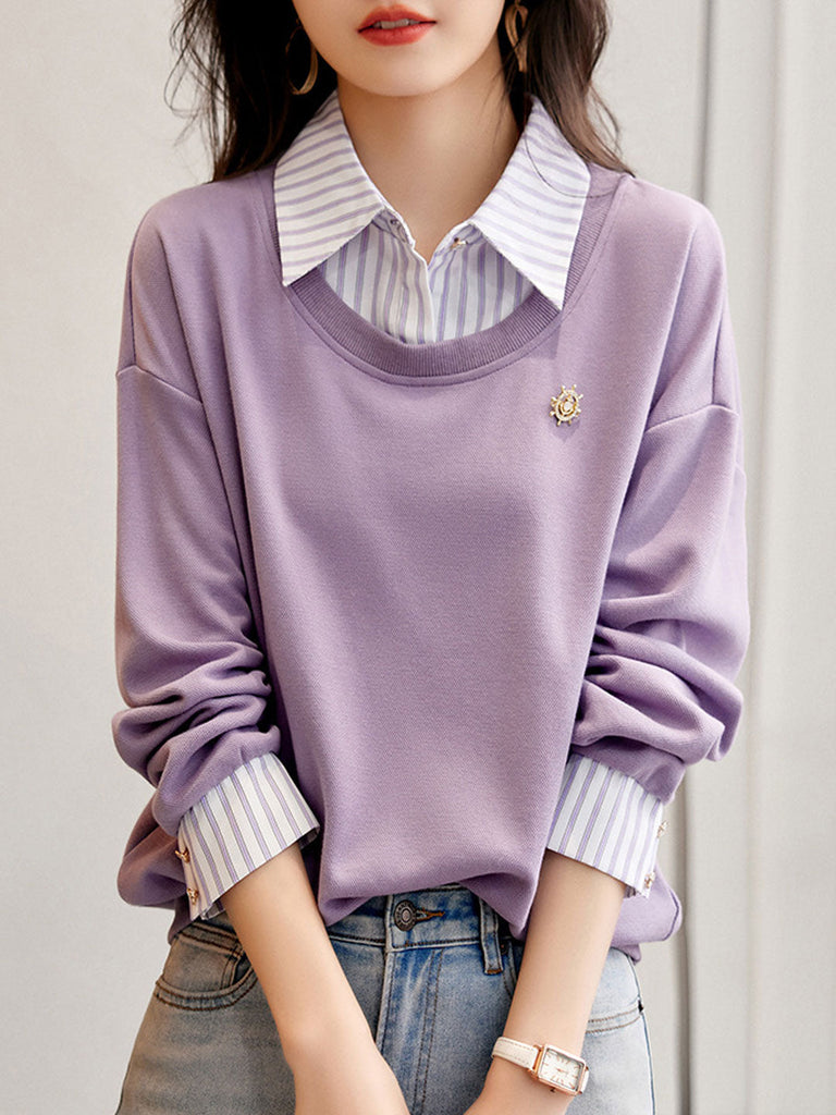 WW | Sweatshirt Leger Patchwork Gestreept Sweatshirt