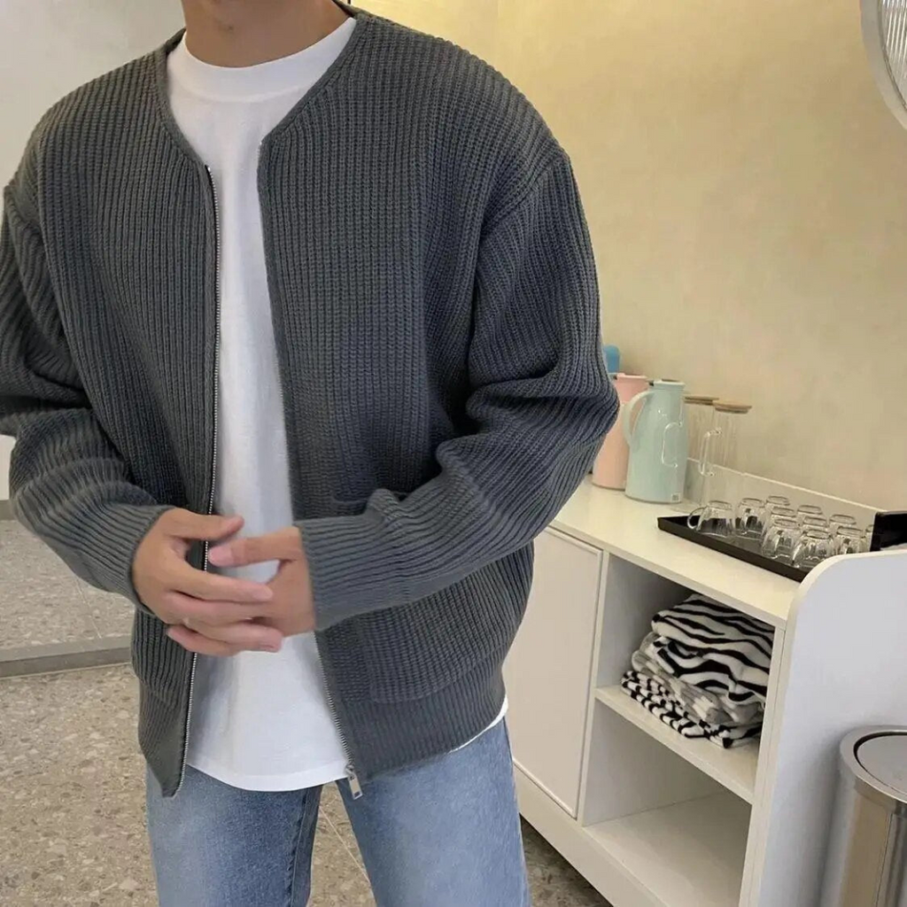 WW | Herren Strickjacke Mit Reißverschluss