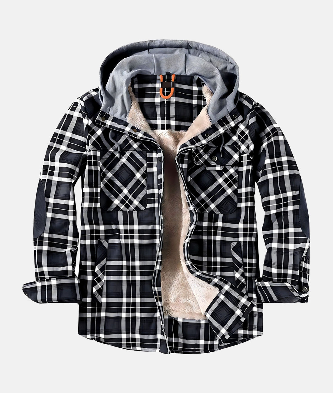 W&W Mode | Kariertes Flanelljacke mit Kapuze und Futter aus Kunstfell