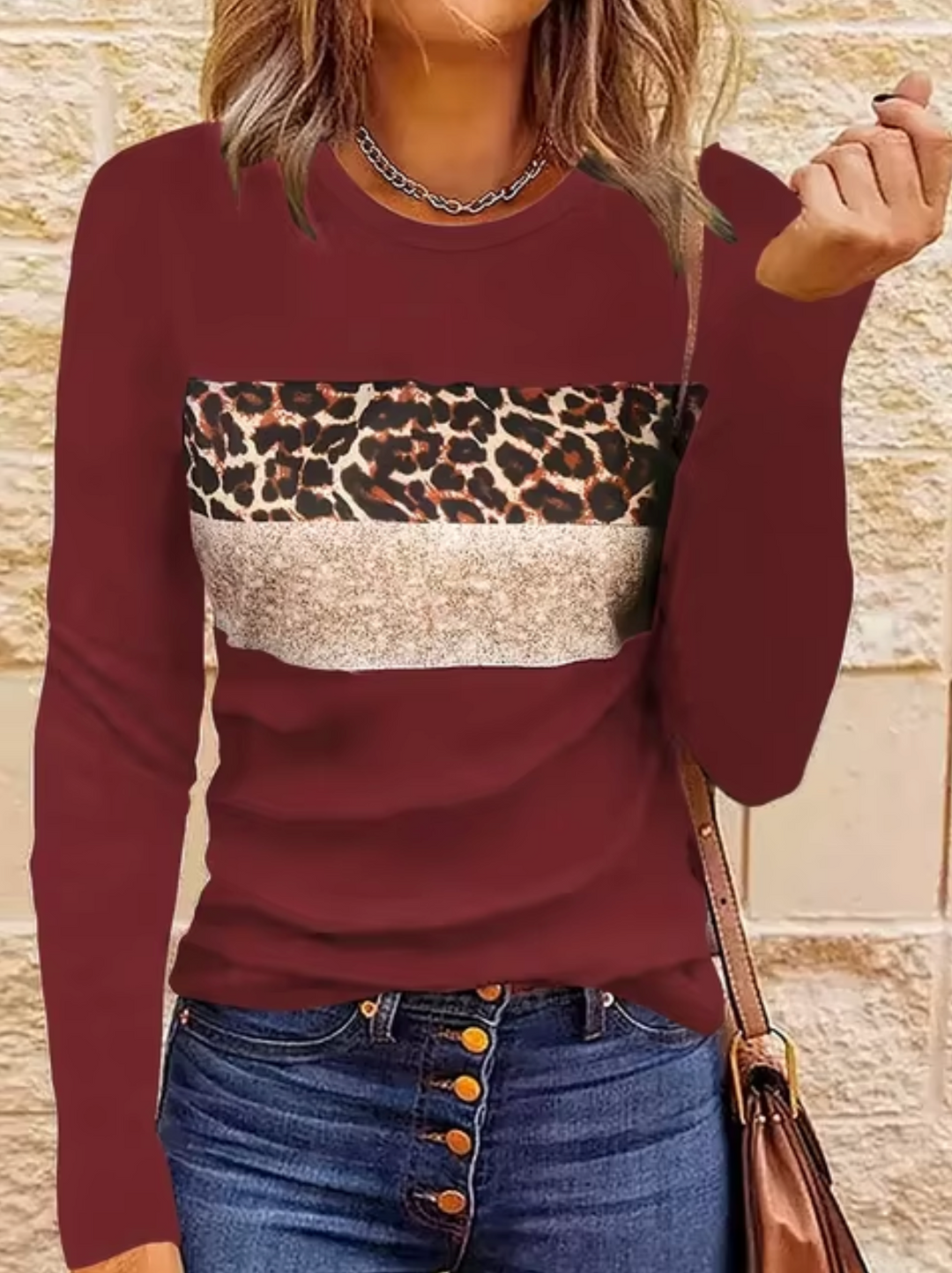 W&W Mode | Langarm-T-Shirt mit Leopardenmuster