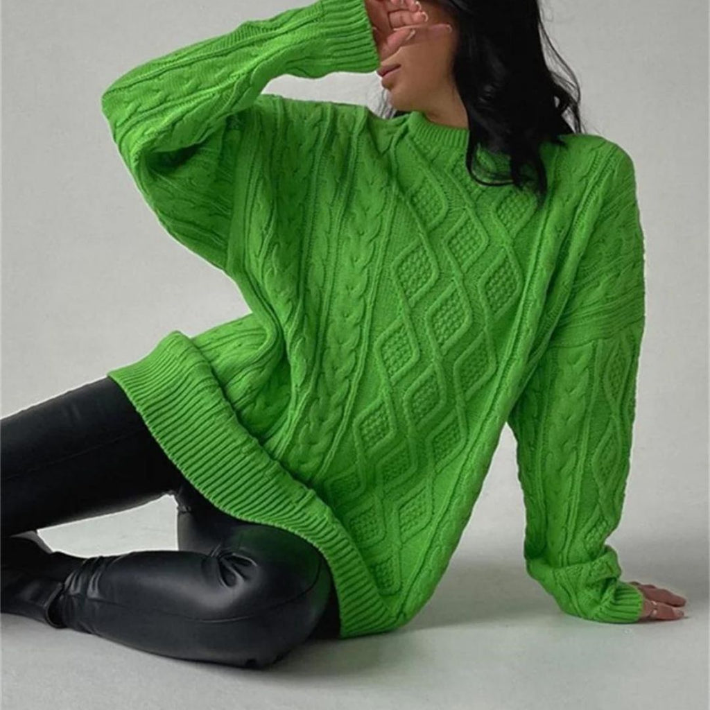 WW | Texturiertes Strickkleid Mit Zopfmuster Und Lockerer Passform
