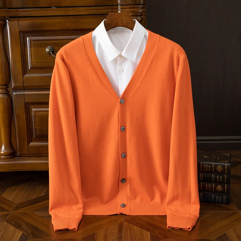 WW | Herren Strickjacke Mit Knöpfen, Leichter Stoff, Klassischer V-ausschnitt