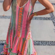 WW | Away On Vacay Lange Cami Kleid mit Ethnischem Muster