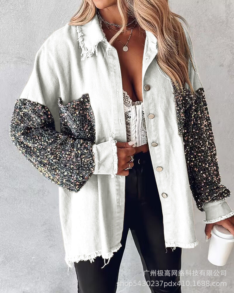WW | Kontrast Paillettenjacke Für Den Frühling