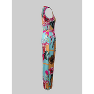 Ärmelloser Jumpsuit - Boho - Blumendruck Weites Bein
