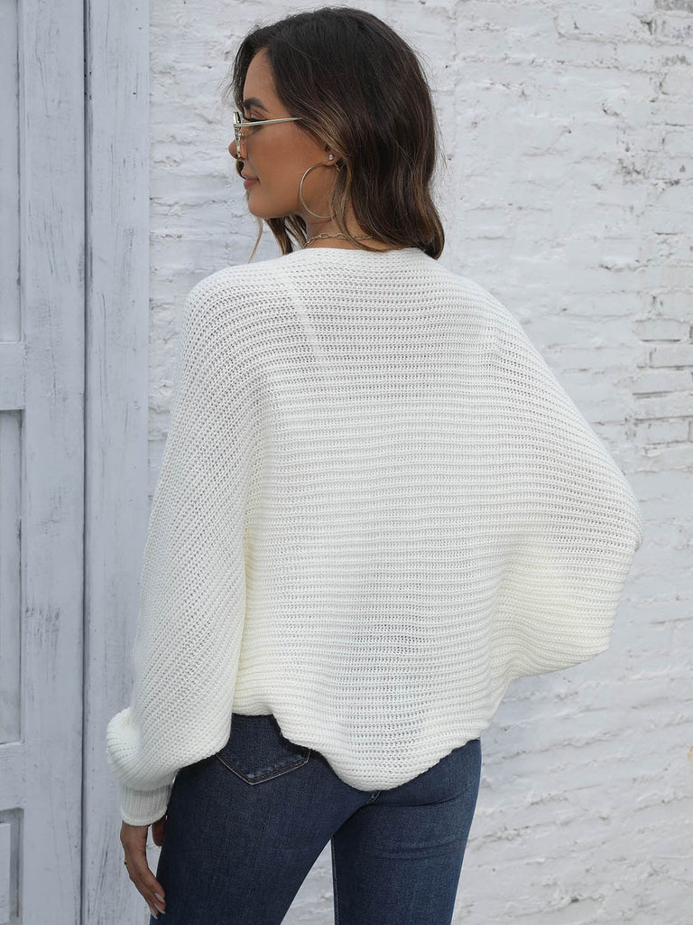 WW | Bat Sleeve Offenes Front Kurzes Cardigan