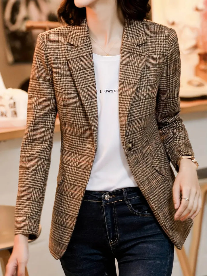 WW | Karierter Blazer Mit Revers Und Einem Knopf
