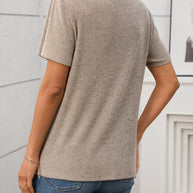 WW | Geripptes V-Ausschnitt Kurzarm T-Shirt