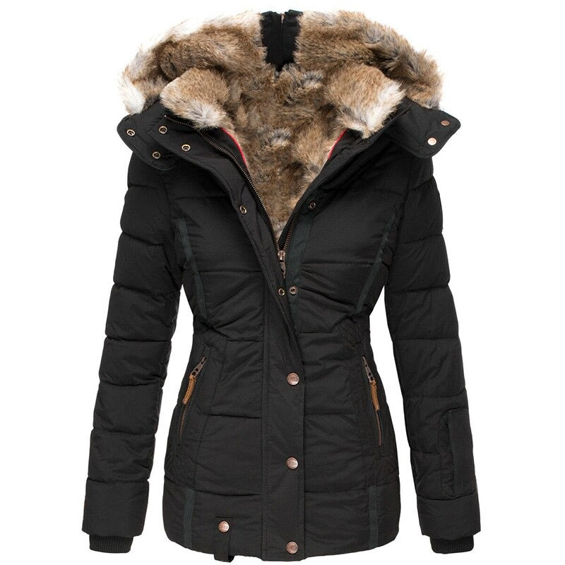 Mode Winterjacke mit Pelzfutter für Frauen