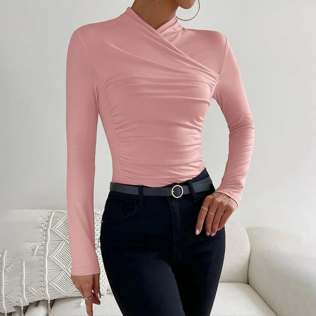 WW | Elegante Herbst Wickelbluse mit langen Ärmeln für Frauen