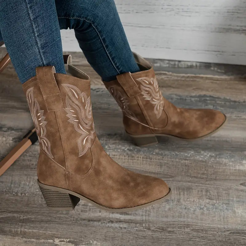 W&W Mode | Retro Ankle Boots Mit Dicker Ferse