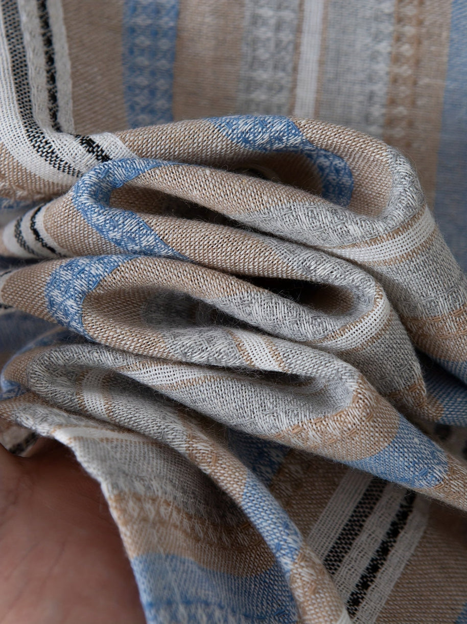 WW | Gestreiftes Baumwoll Leinen Herrenhemd für entspannte Looks