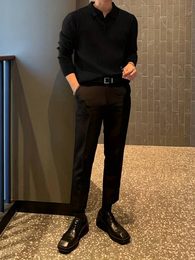 WW - Lässiges Langarm Poloshirt