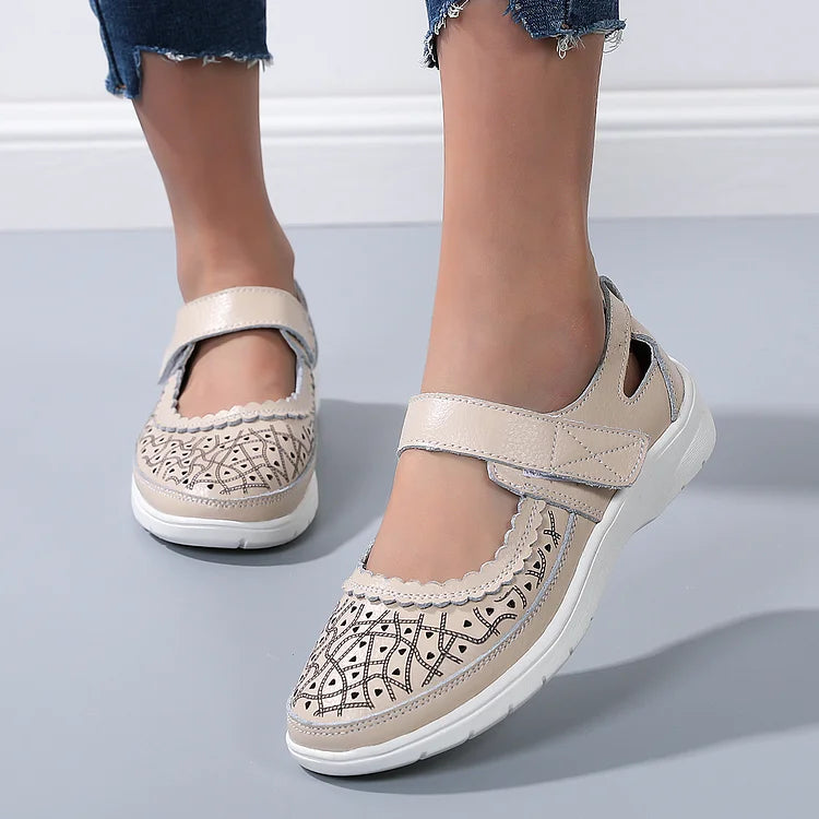 Damen Komfort-Loafer aus weißem Leder mit orthopädischer Unterstützung