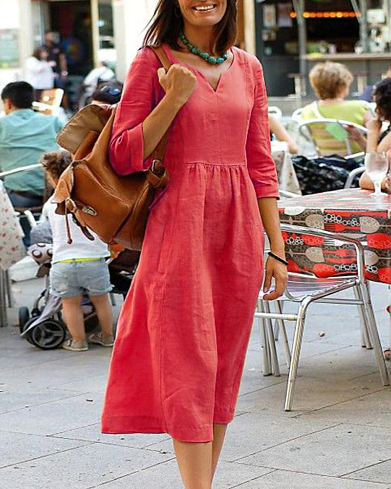 WW | Elegante Leinen Tunika Kleid - Stilvolles Leinen Kleid für einen Raffinierten Look