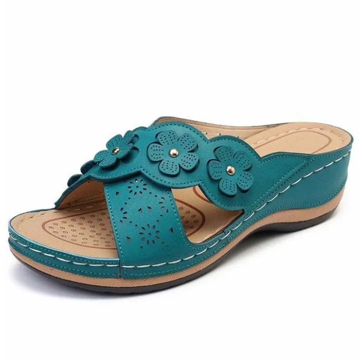 W&W Mode | Orthopädische Damen Sandale Mit Blumenmuster