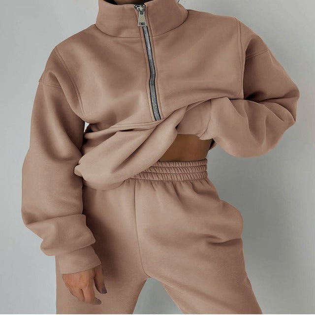 W&W Mode | teiliges sportliches Set - trendige Damen Sweatjacke mit Jogginghose