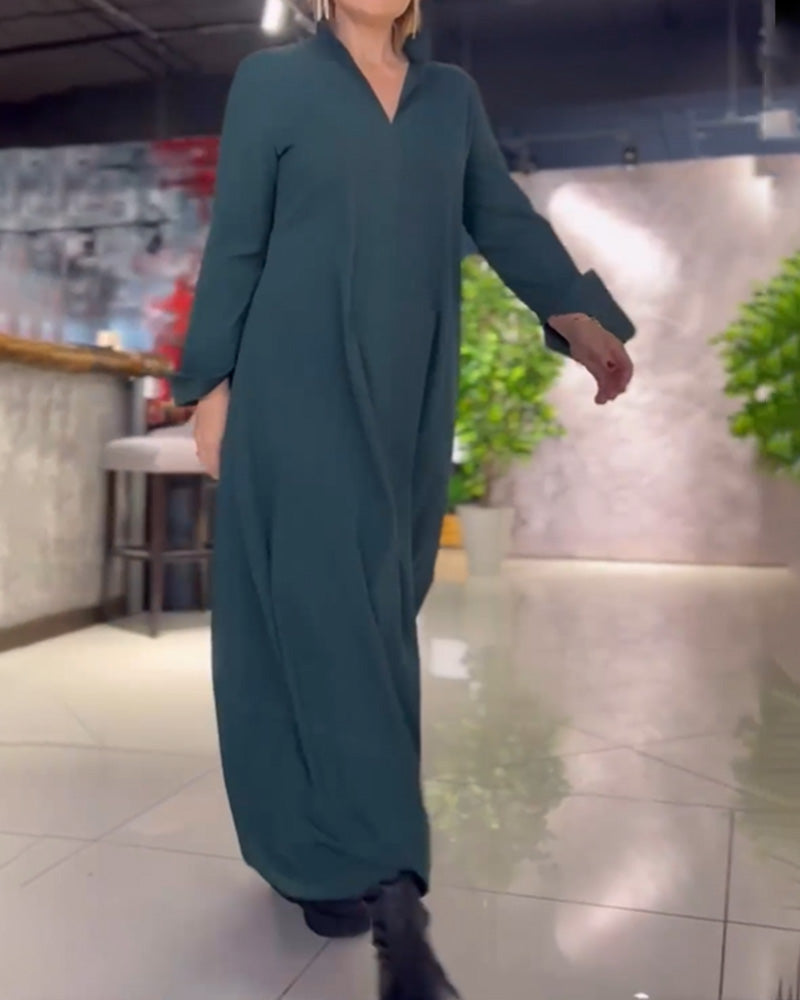 WW | Verschiedenes Langes Kleid Mit Kragen Und Schlitz