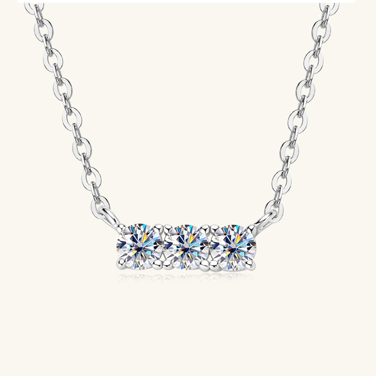 WW | 925 Sterling Silber Eingelassene Moissanit Bar Halskette
