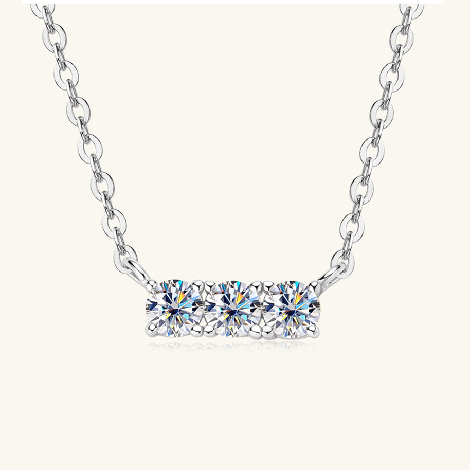 WW | 925 Sterling Silber Eingelassene Moissanit Bar Halskette