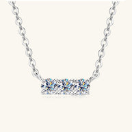 WW | 925 Sterling Silber Eingelassene Moissanit Bar Halskette