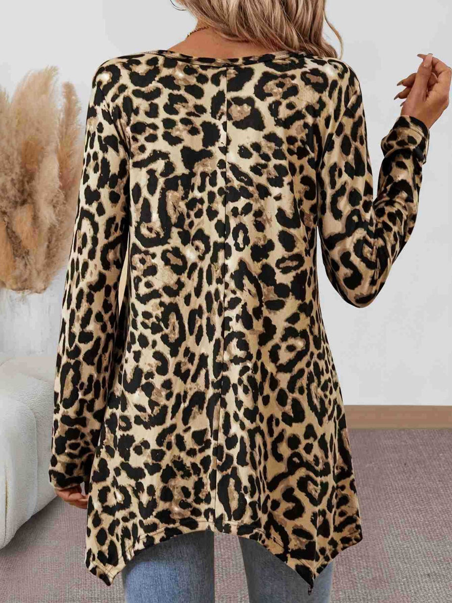 WW | Leoparden Rundhals Langarm T-Shirt