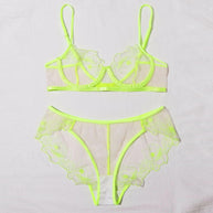 WW | Women's Mesh Stickerei Sheer Dessous Set