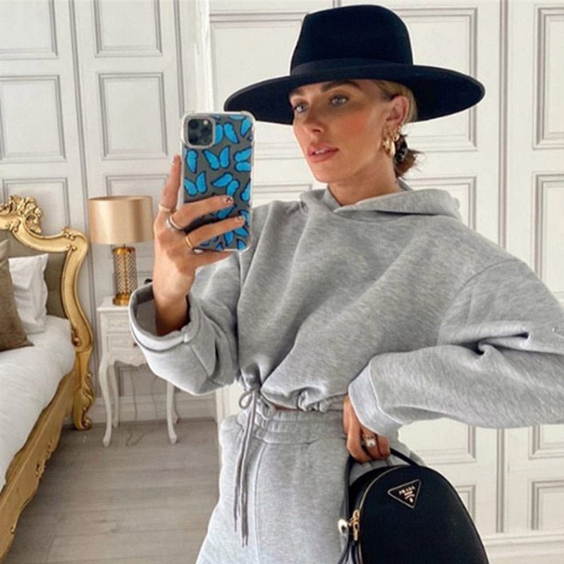 WW Eleganz - Damen 2-teiliger Trainingsanzug mit Langarm-Hoodie