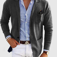 WW | Herren Strickjacke Mit Lässigen Knöpfen, Taschen Und Reverskragen, Einfarbig, Langärmelig
