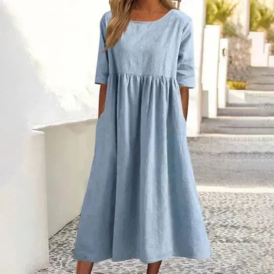WW | Hochwertiges Baumwoll-Leinen-Kleid