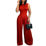 Ärmelloser Jumpsuit - Boho - Blumendruck Weites Bein