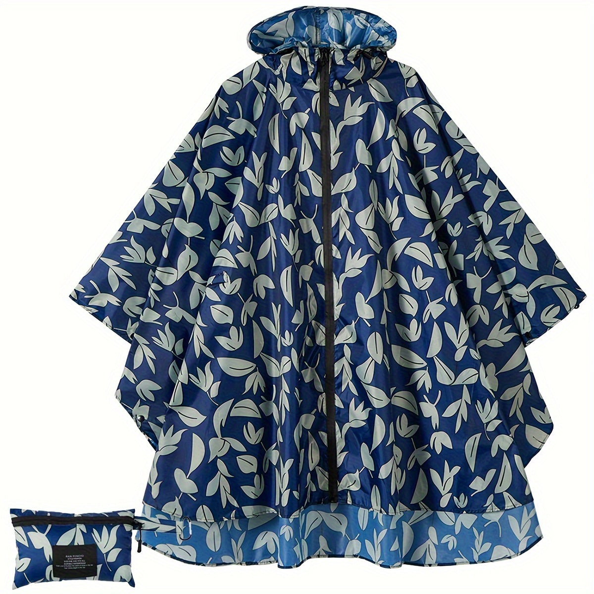 WW | Sportliche Damen Regenponcho Mit Kapuze Und Geometrischem Muster
