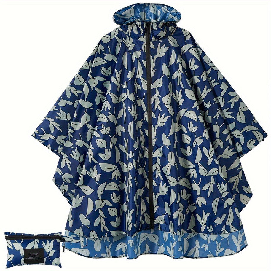 WW | Sportliche Damen Regenponcho Mit Kapuze Und Geometrischem Muster