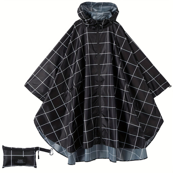 W&W Mode | Sportliche Damen Regenponcho Mit Kapuze Und Geometrischem Muster